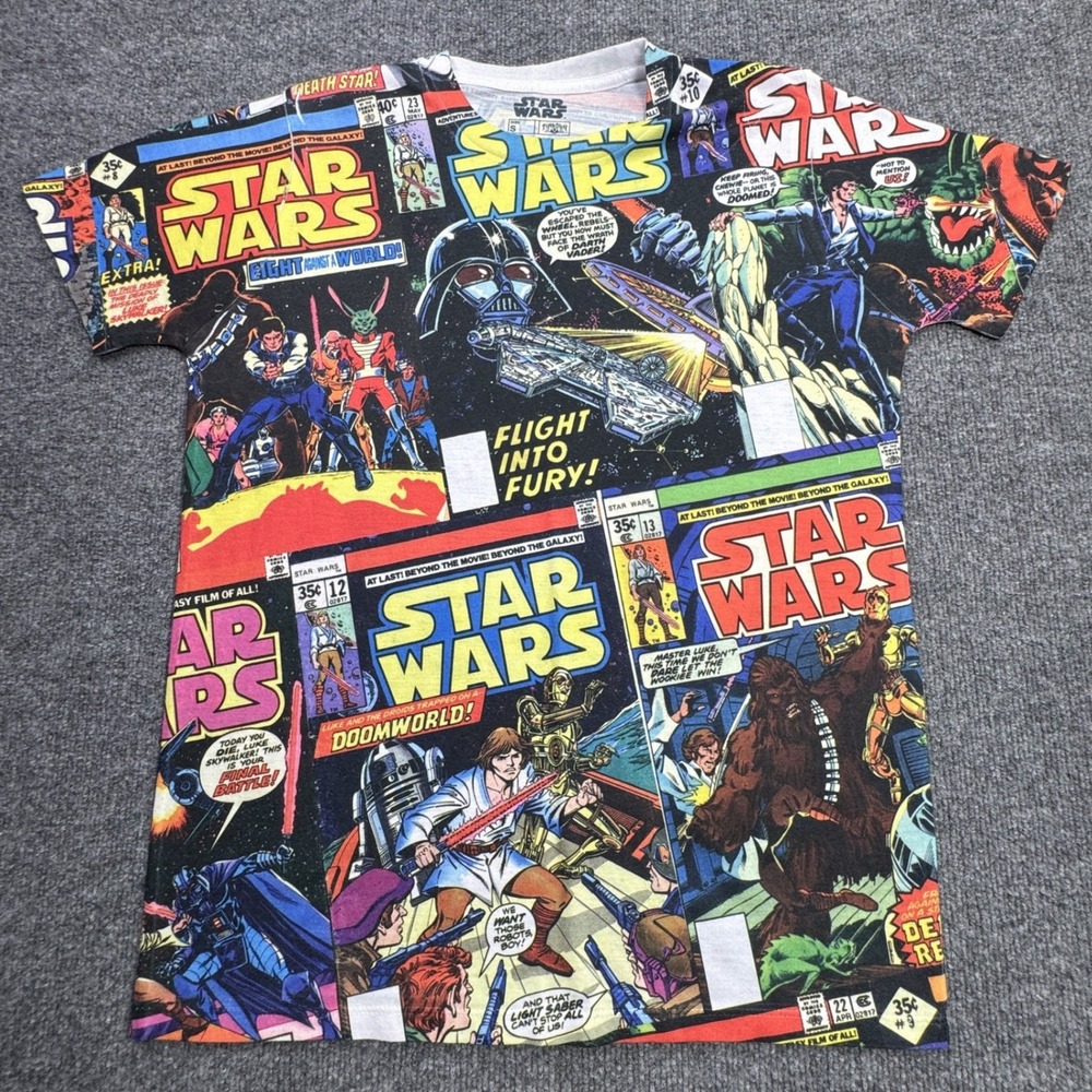 Fifth Sun Star Wars T Shirt Mens Small‎ Multi Color Comic Book AOP Graphic